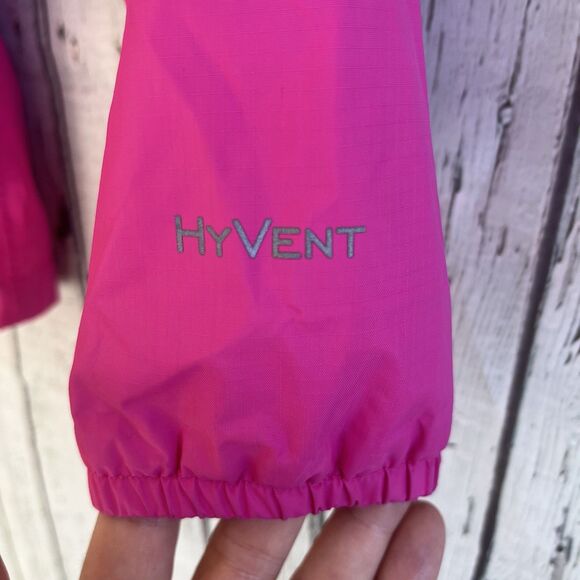 The North Face Girls HYVENT Hooded Rain Jacket Size S 7/8 Pink Outdoor Full Zip - Picture 6 of 14